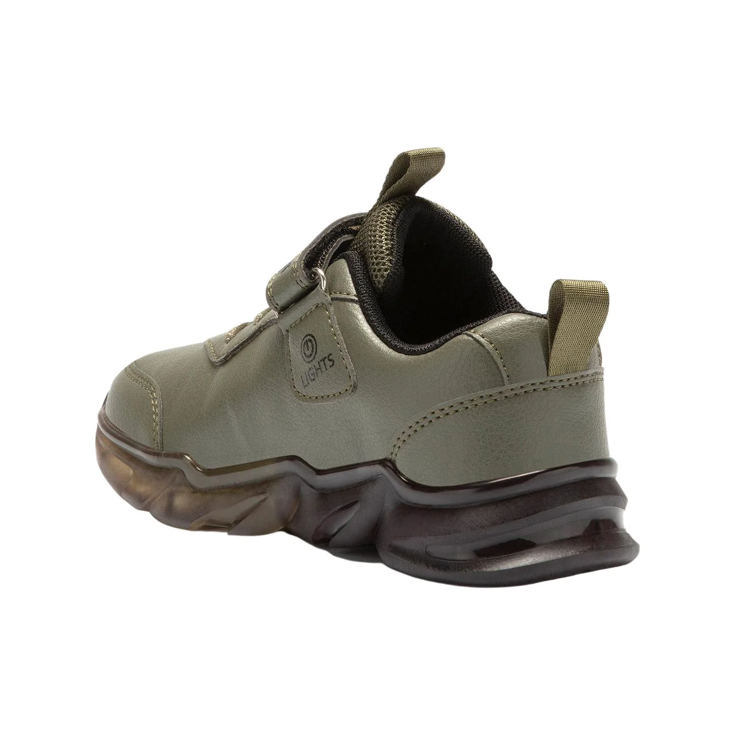 Bull Boys DNAL3396 (AS42) Spinosauro Khaki Green Elastic Lace Light Up Trainers - Image 3