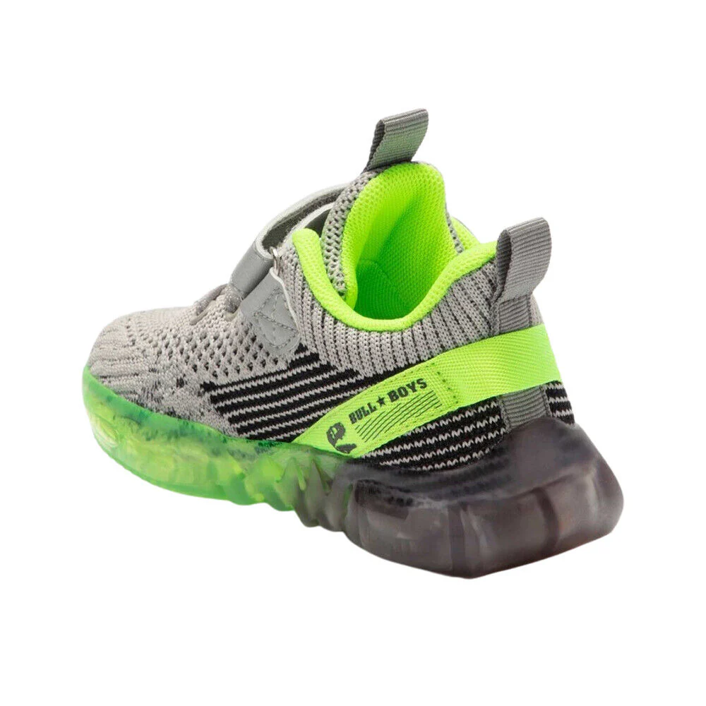 Bull Boys T-Rex Dinosaur Grey/Green Light Up Flashing Trainers Shoes - Image 4