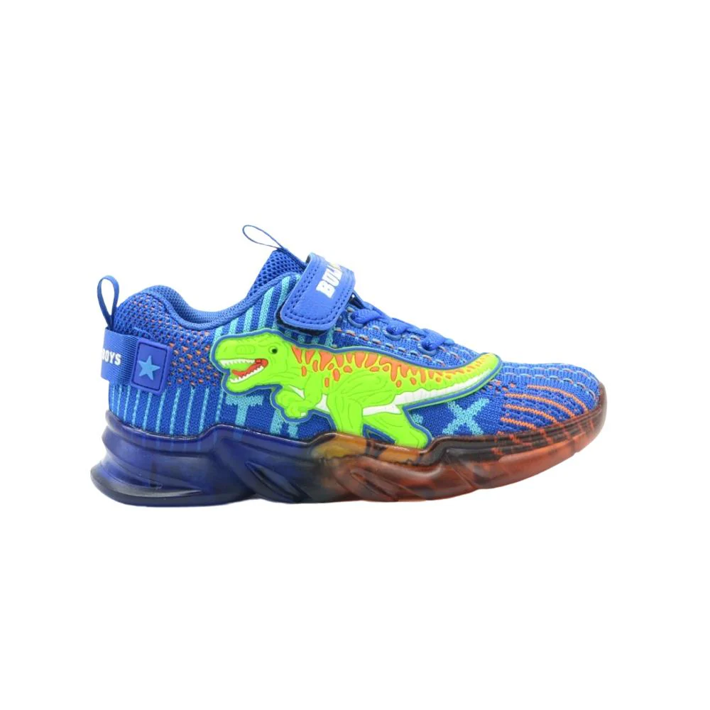 Bull Boys T-Rex Dinosaur Royal Blue Light Up Flashing Trainers Shoes - Image 13