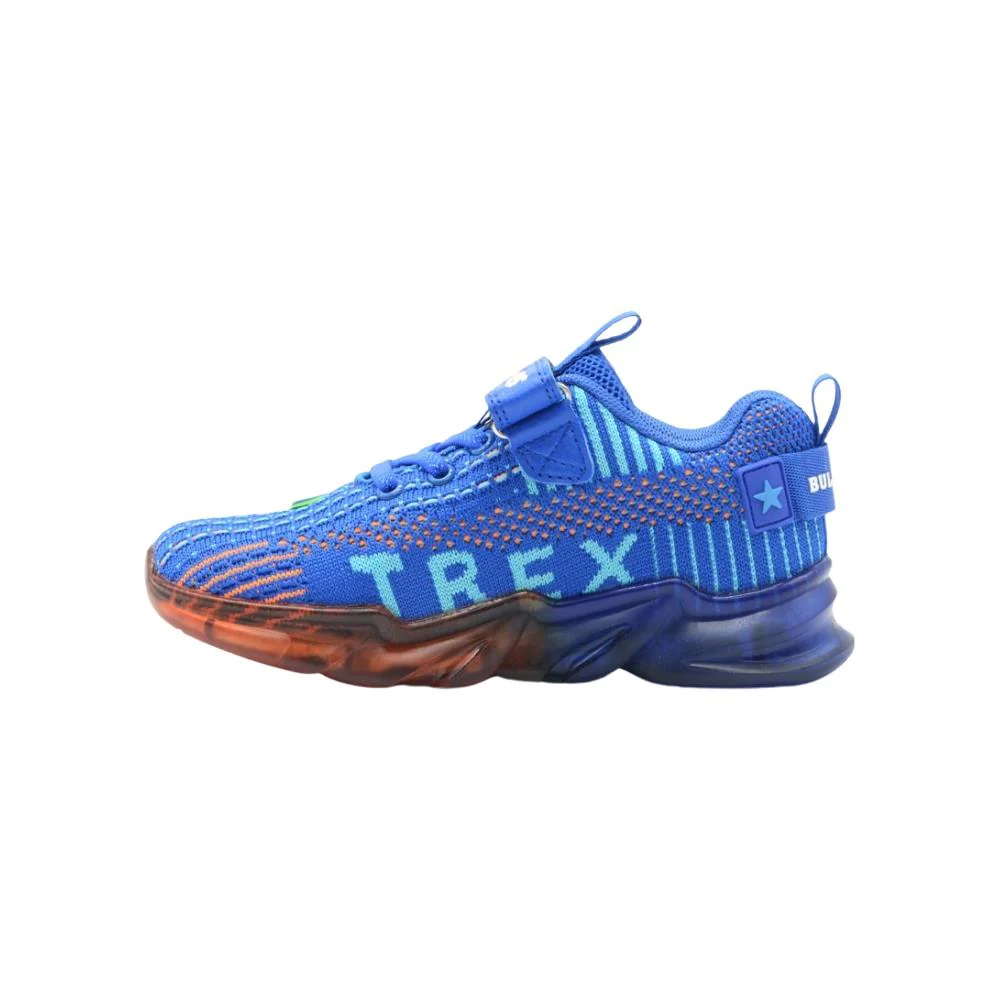 Bull Boys T-Rex Dinosaur Royal Blue Light Up Flashing Trainers Shoes - Image 3