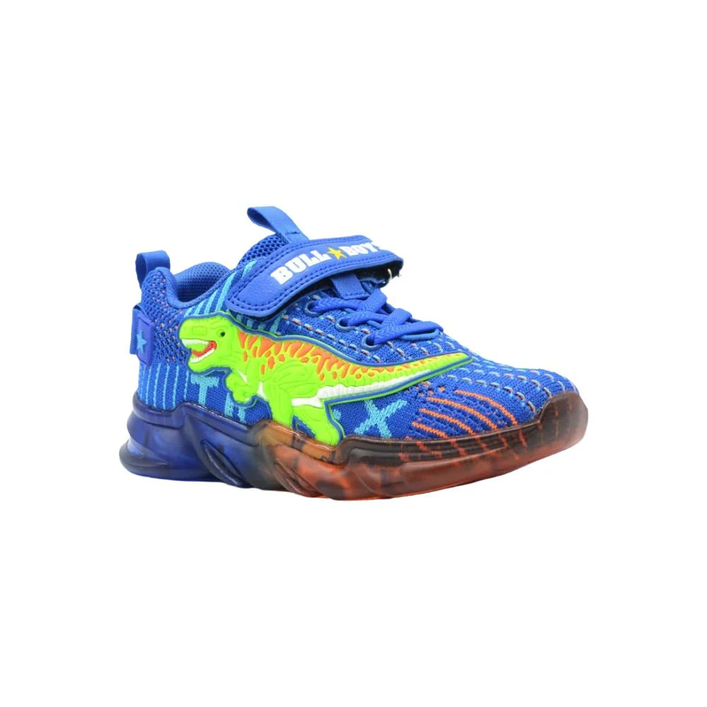 Bull Boys T-Rex Dinosaur Royal Blue Light Up Flashing Trainers Shoes - Image 39