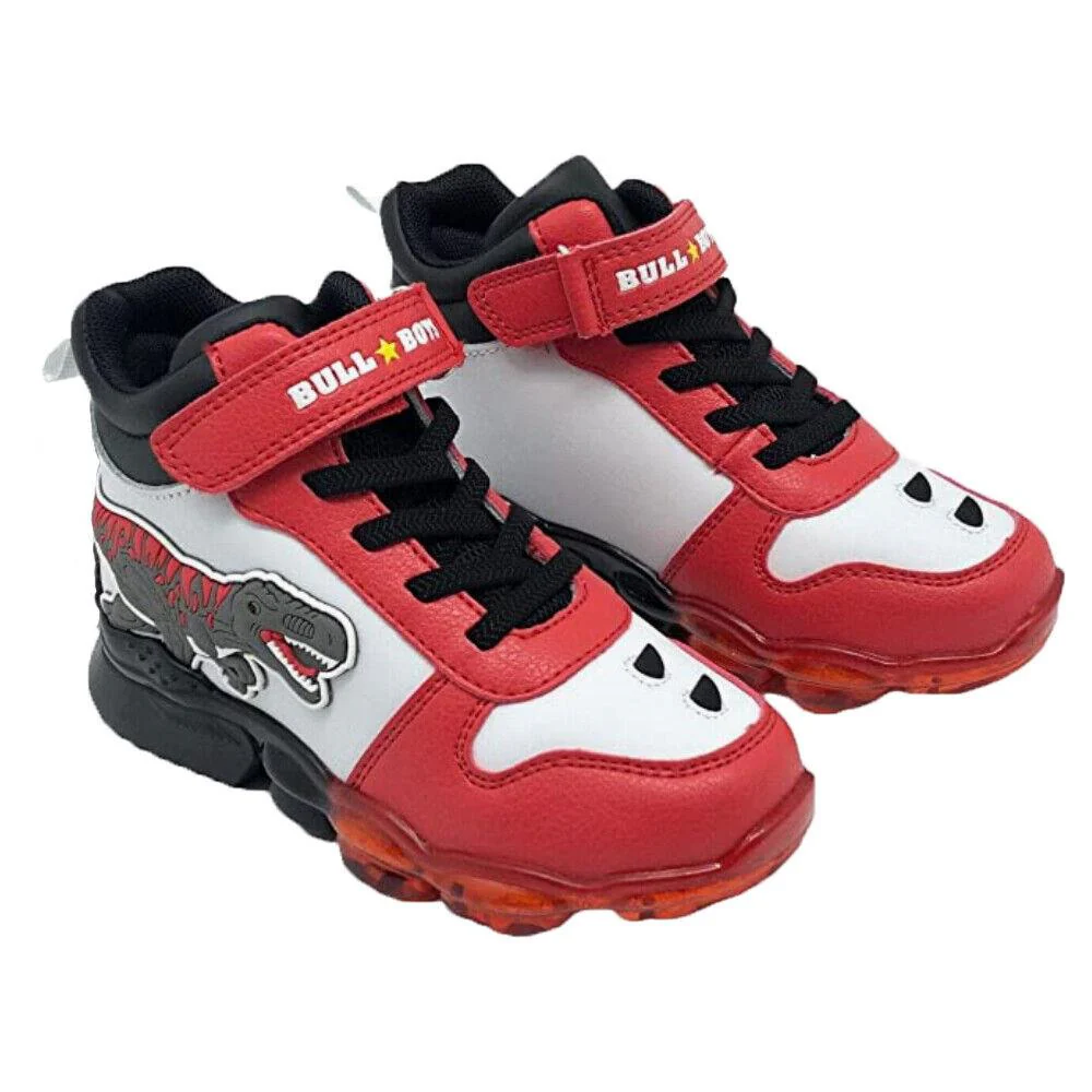 Bull Boys T-Rex Lights White/Red Dinosaur Light Up Hi-Tops DNAL2201 (AA53) - Image 4