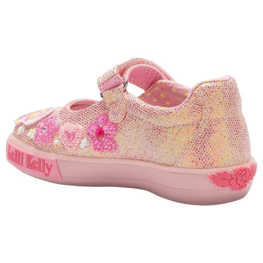 Lelli Kelly LK2034 (GC03) Paloma Peach Glitter Butterfly Shimmer Shoes - Image 3