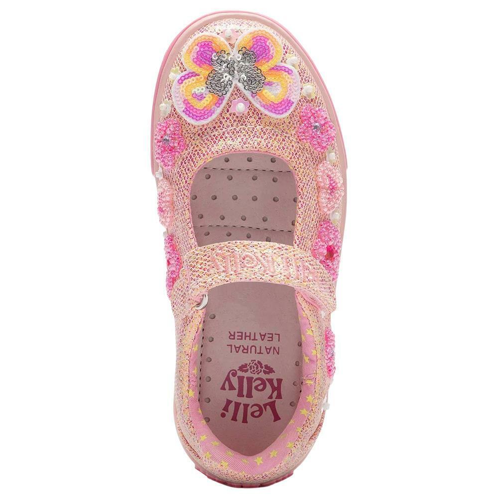 Lelli Kelly LK2034 (GC03) Paloma Peach Glitter Butterfly Shimmer Shoes - Image 4