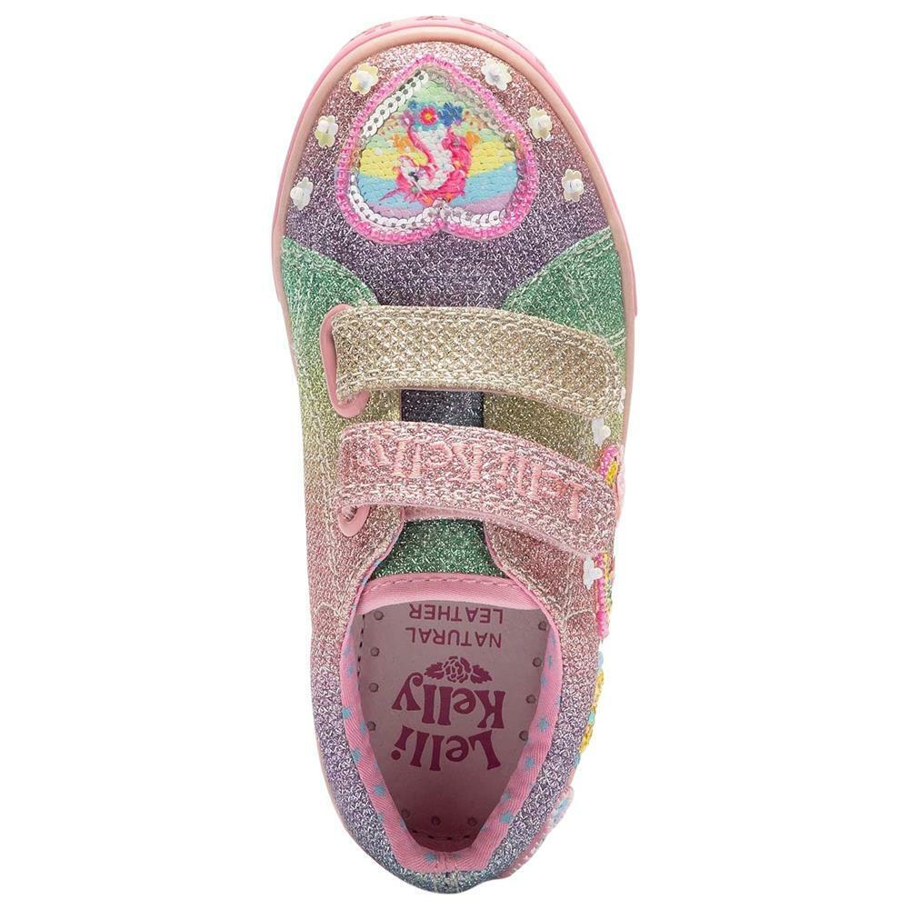 Lelli Kelly LK2037 (GX02) Unicorn Rainbow Multi Glitter Double Strap Shoes - Image 4