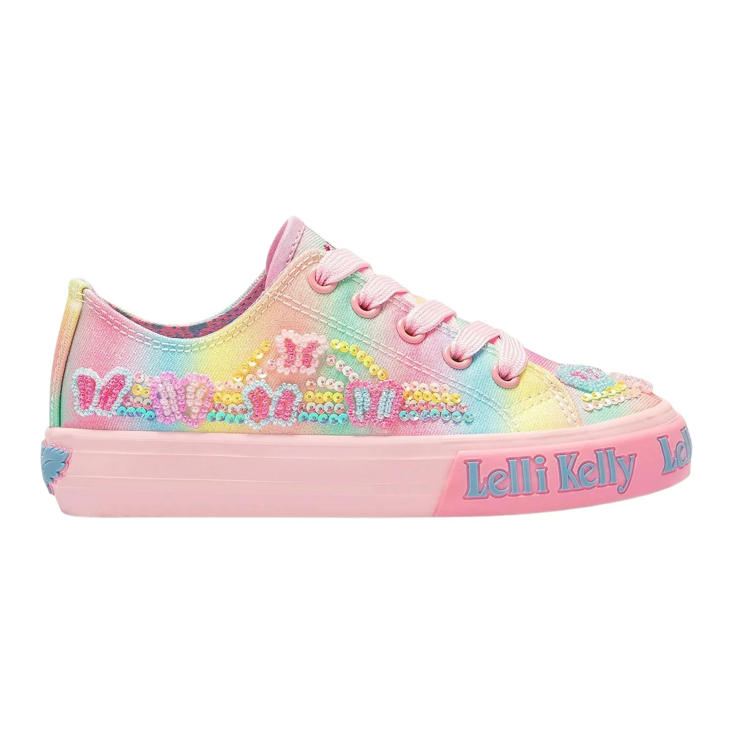 Lelli Kelly LK3472 (BX02) Myla Multi Butterfly Rainbow Shimmer Lace Up Canvas - Image 9