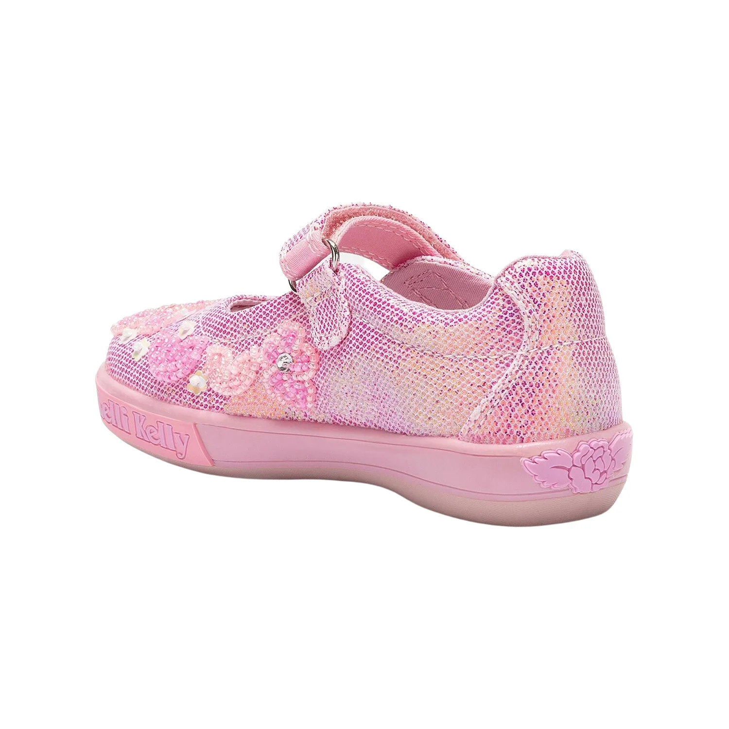 Lelli Kelly LK3484 (GC63) Rosie Hot Pink Glitter Flower Canvas Dolly Shoes - Image 3