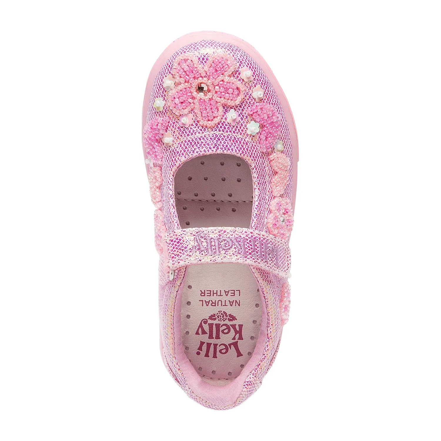 Lelli Kelly LK3484 (GC63) Rosie Hot Pink Glitter Flower Canvas Dolly Shoes - Image 4