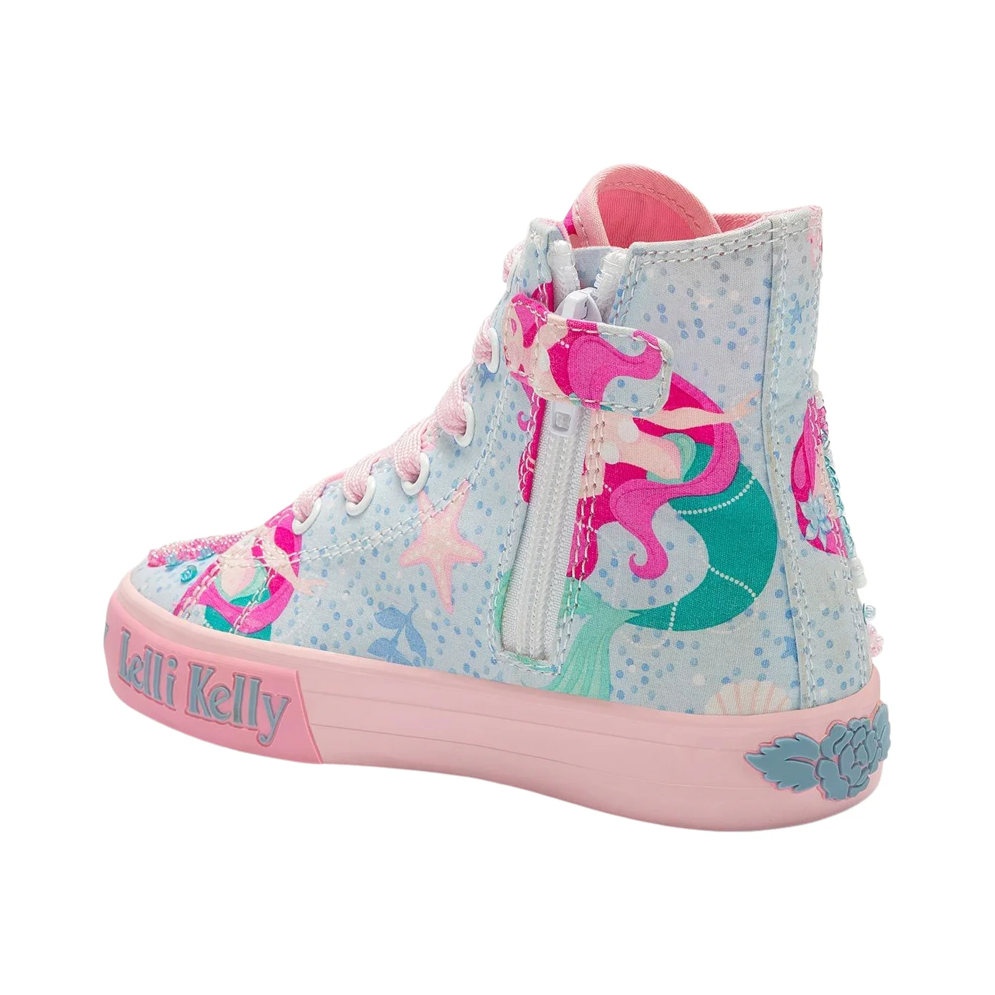 Lelli Kelly LK3489 (BF02) Sirenetta Mid Blue Mermaid Canvas Baseball Boots - Image 3
