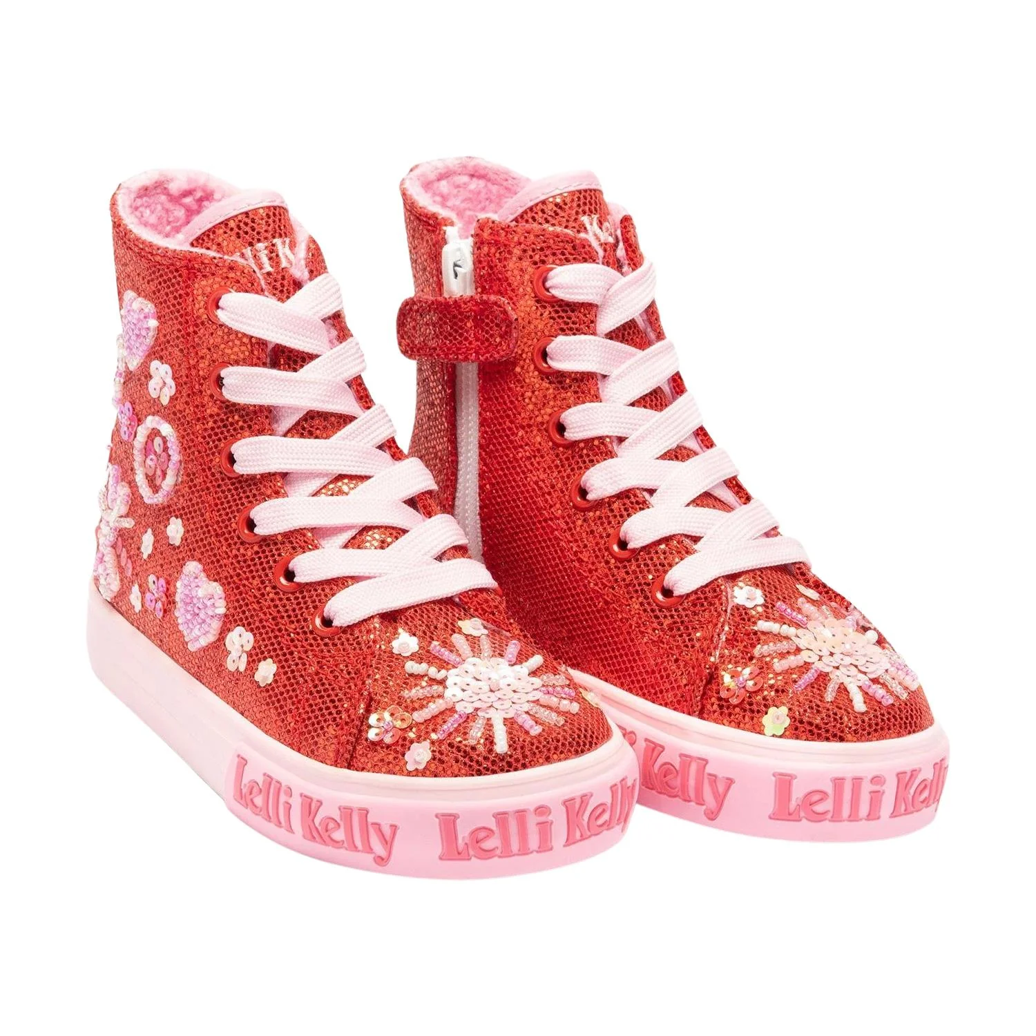 Lelli Kelly LK3861 (GD01) Dafne Mid Red Glitter Warm Lined Canvas Baseball Boots - Image 26