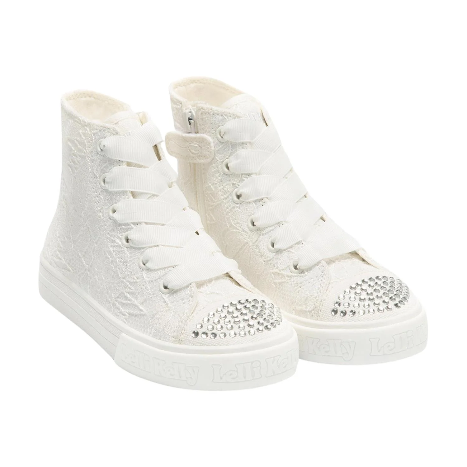 Lelli Kelly LK4177 (BI01) Clizia White Lace Diamante Baseball Boots - Image 49