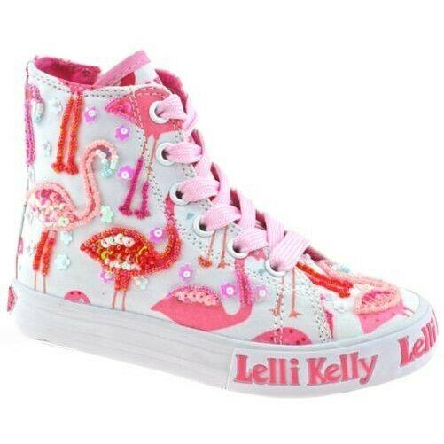 Lelli Kelly LK5090 (BA02) White Fantasy Flamingo Canvas Baseball Boots - Image 139