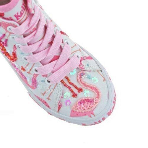 Lelli Kelly LK5090 (BA02) White Fantasy Flamingo Canvas Baseball Boots - Image 241