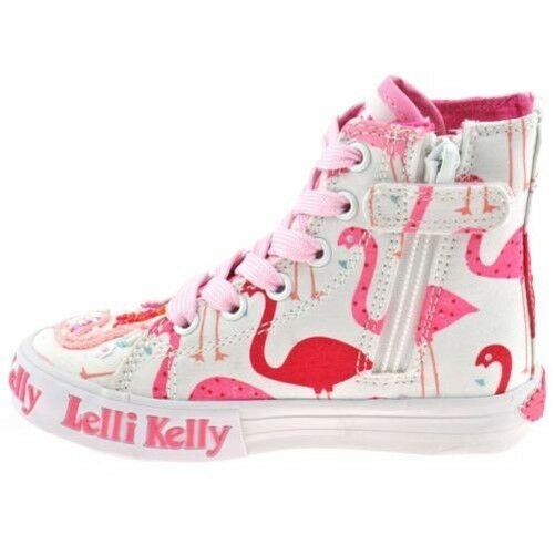 Lelli Kelly LK5090 (BA02) White Fantasy Flamingo Canvas Baseball Boots - Image 58