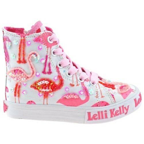 Lelli Kelly LK5090 (BA02) White Fantasy Flamingo Canvas Baseball Boots - Image 81