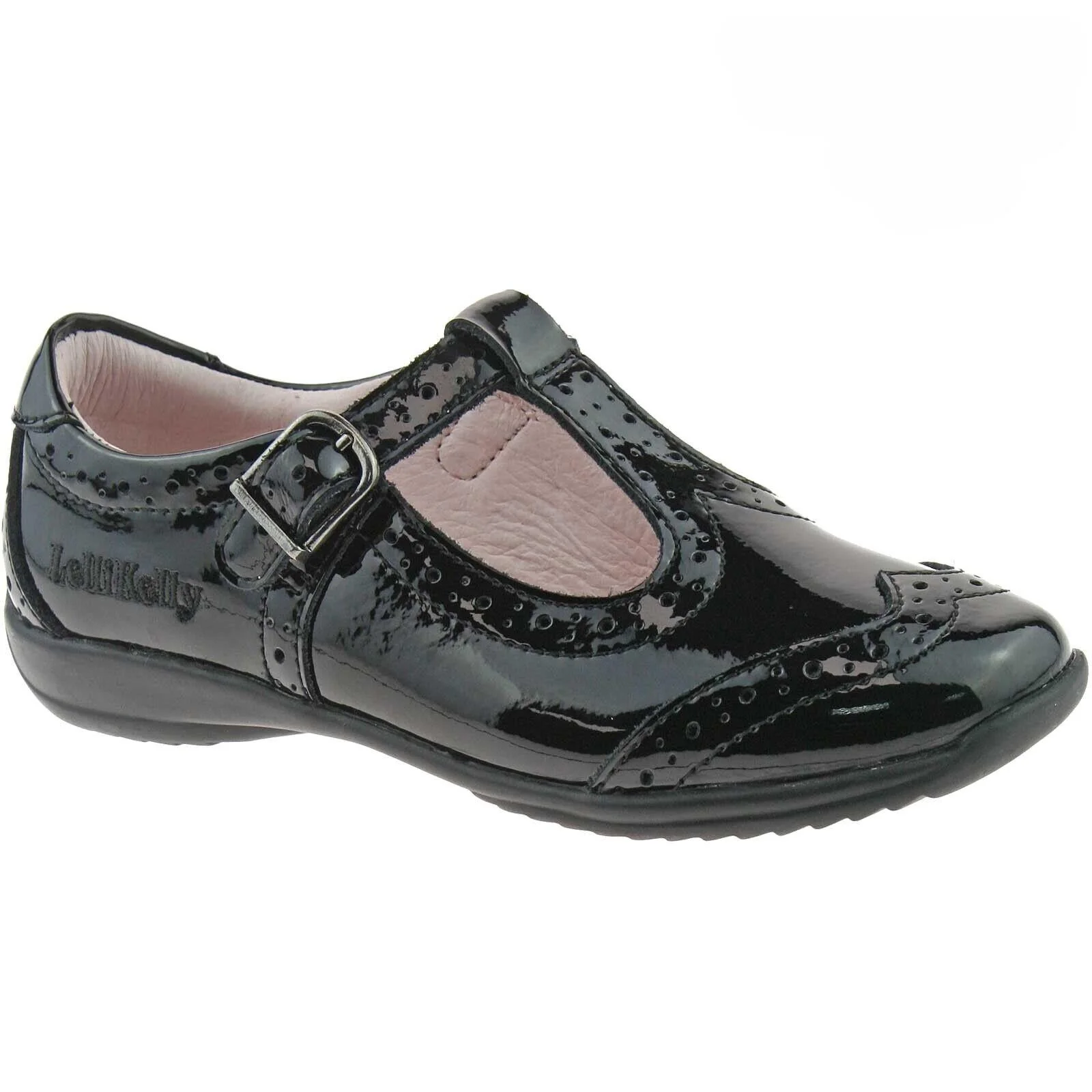 Lelli Kelly LK8216 (DB01) Jennette Black Patent T-Bar School Shoes F Width - Image 249